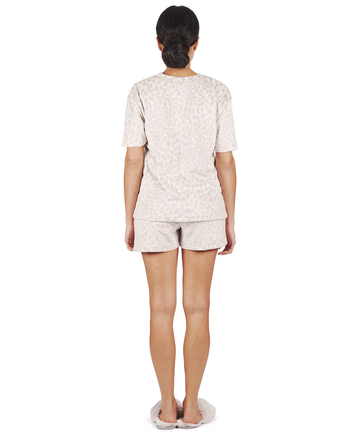 Women's 2 Piece Leopard Print Velour Short Pajama Set sold by MeMoi product image thumbnail 3