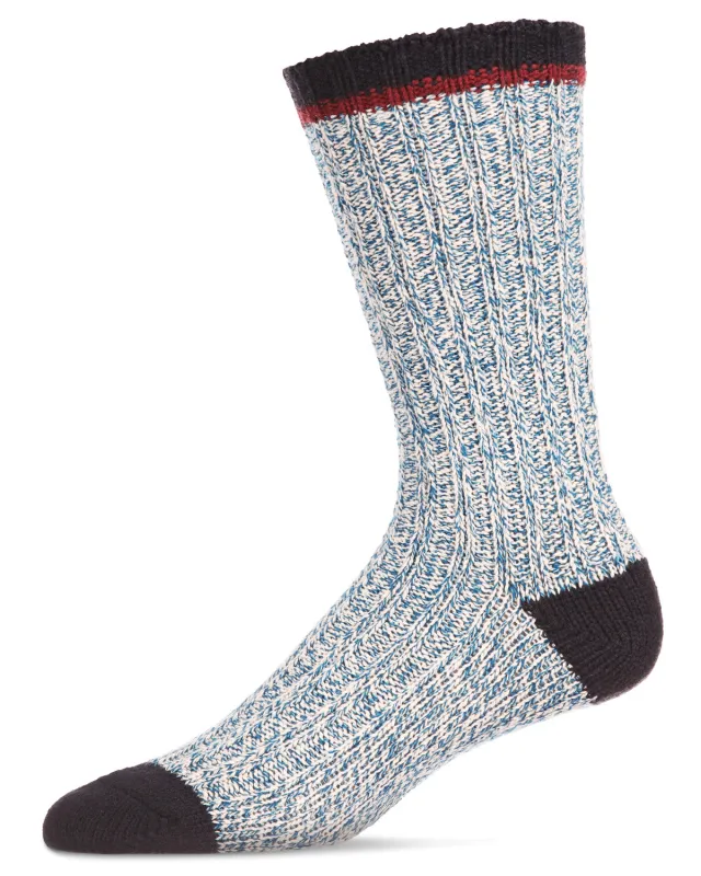 Men's Tipped Ribbed Textured Cotton Blend Boot Sock sold by MeMoi