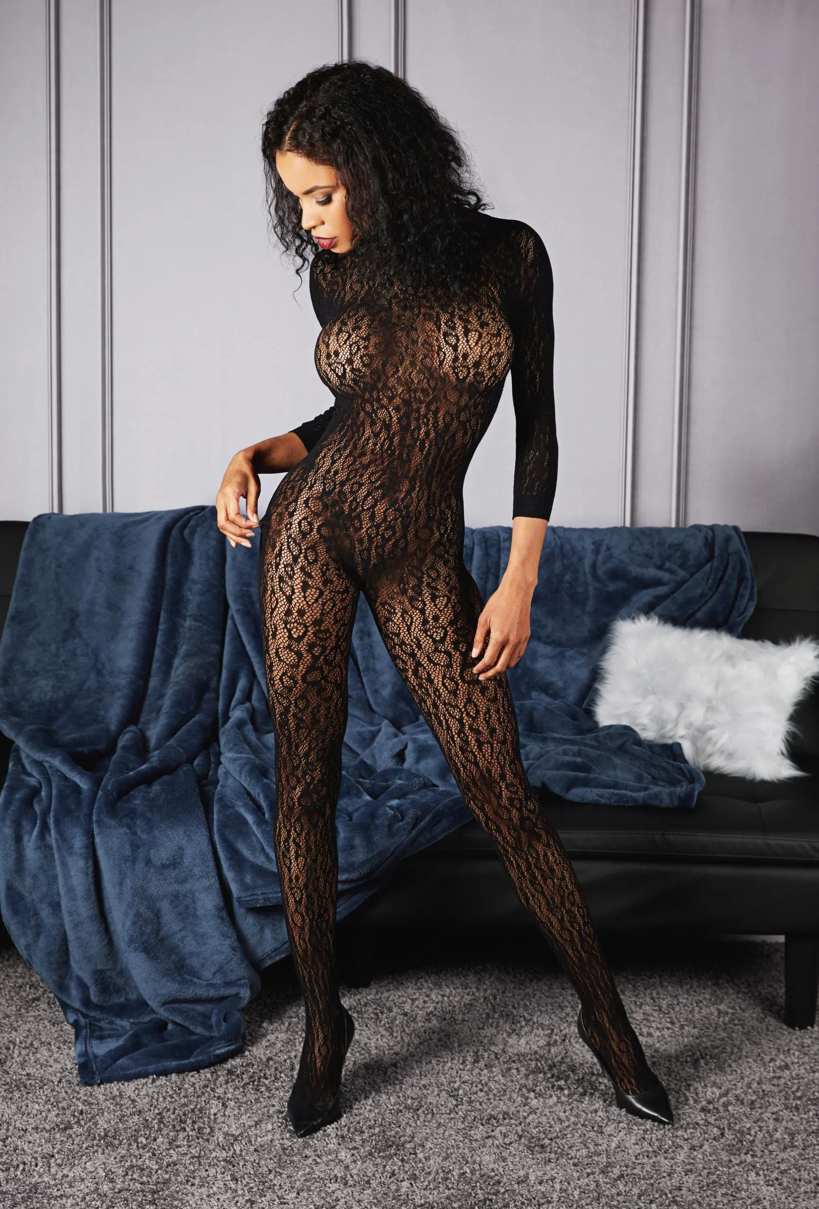 Women's Wild Leopard Long Sleeve Seamless Body Stocking sold by MeMoi product image thumbnail 5