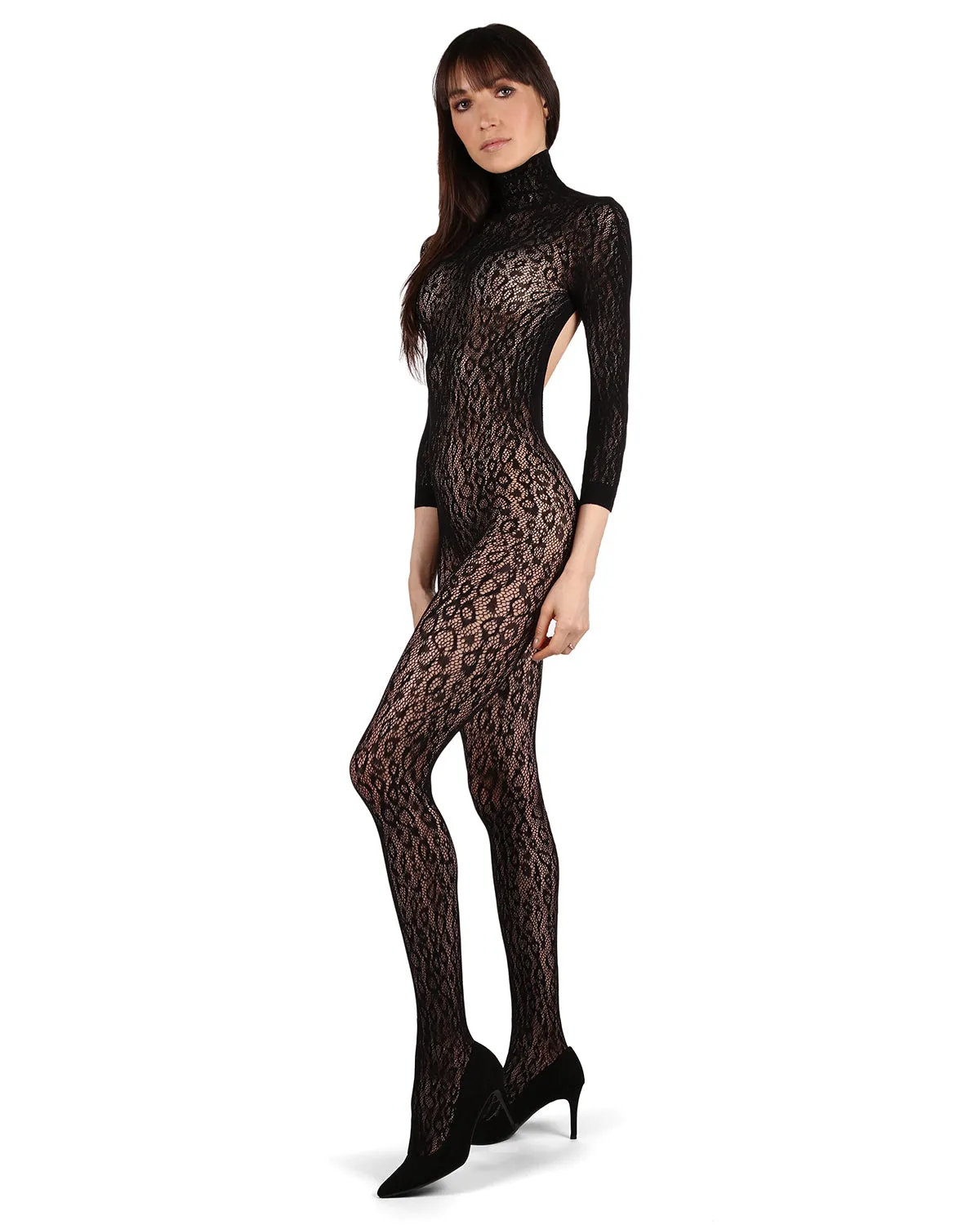 Women's Wild Leopard Long Sleeve Seamless Body Stocking sold by MeMoi