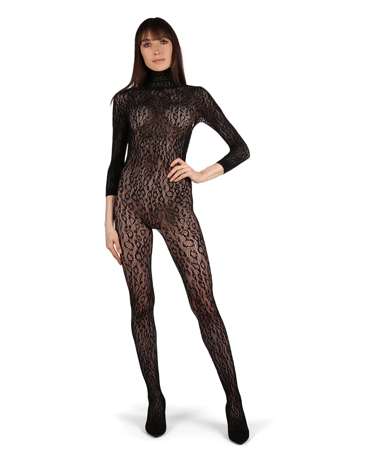 Women's Wild Leopard Long Sleeve Seamless Body Stocking sold by MeMoi product image thumbnail 2
