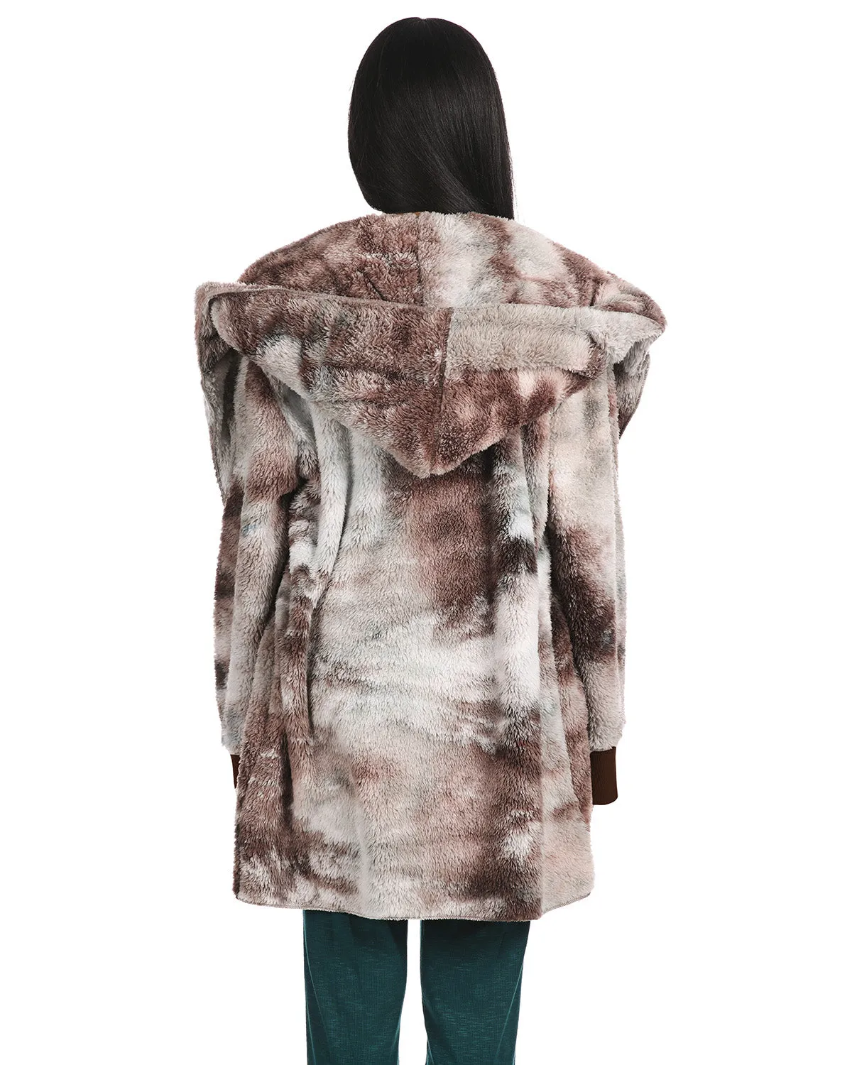 Women's Tie Dye Plush Hooded Cardigan Sweater sold by MeMoi product image thumbnail 4
