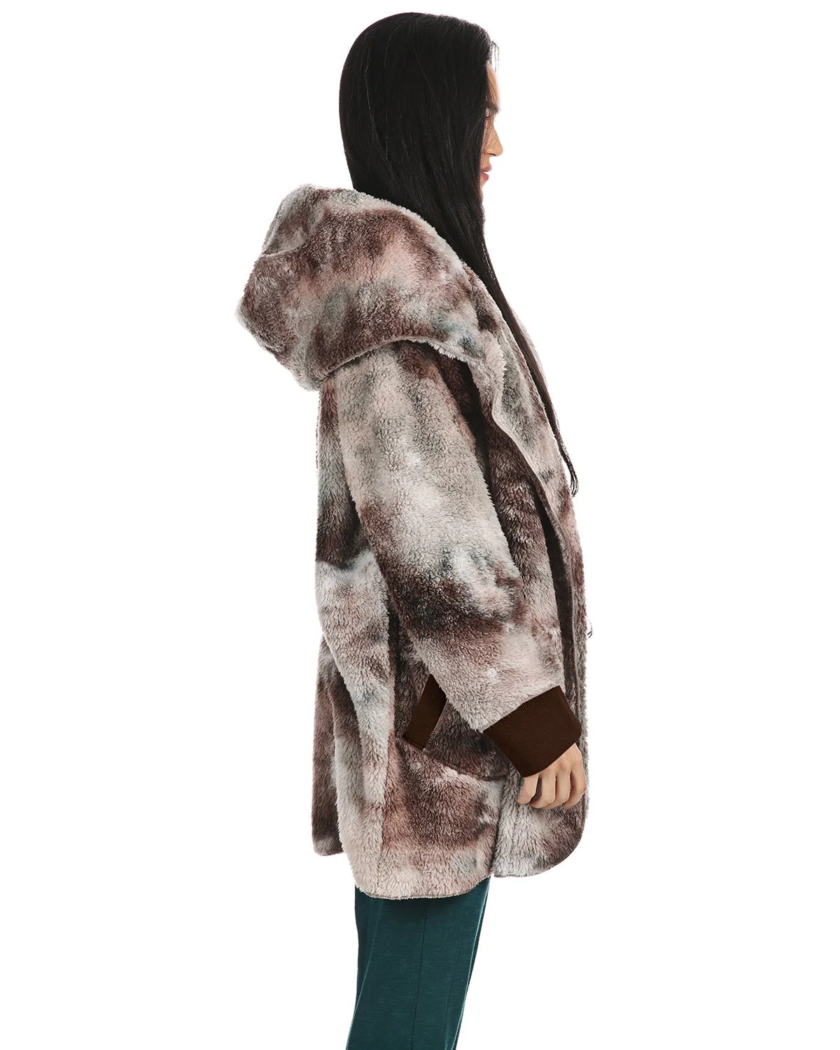 Women's Tie Dye Plush Hooded Cardigan Sweater sold by MeMoi product image thumbnail 3