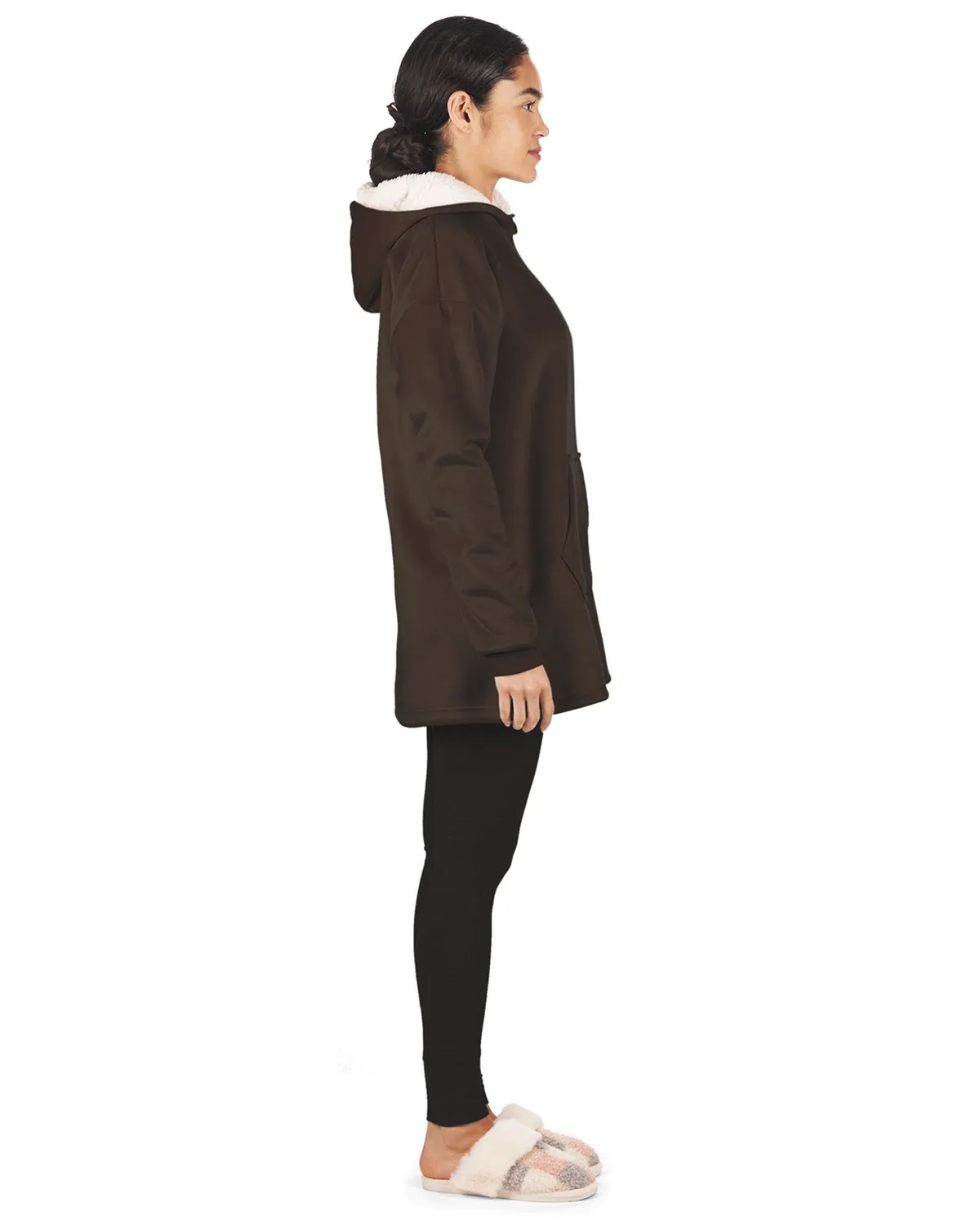 Women's Sherpa-Lined Soft Velour Hooded Lounge Top sold by MeMoi product image thumbnail 3