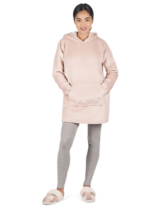 Women's Sherpa-Lined Soft Velour Hooded Lounge Top sold by MeMoi