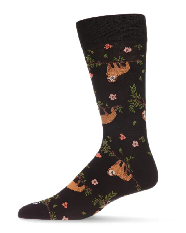 Men's Superb Sloth Bamboo Blend Novelty Crew Sock sold by MeMoi