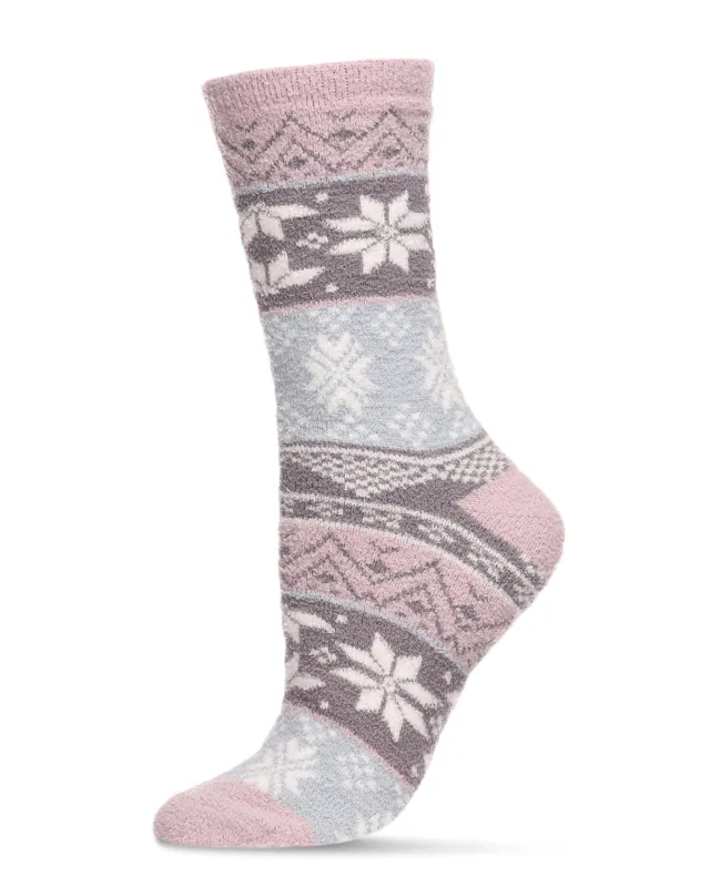 Women's Snowflake Fairisle Super Soft Cozy Crew Socks sold by MeMoi