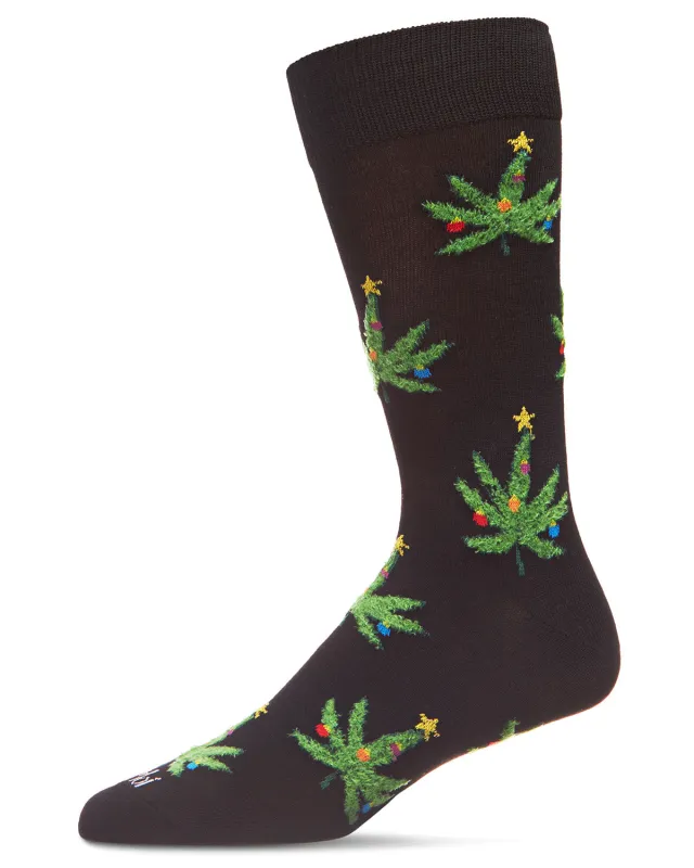 Men's Marijuana Leaf Trees Holiday Novelty Crew Sock sold by MeMoi