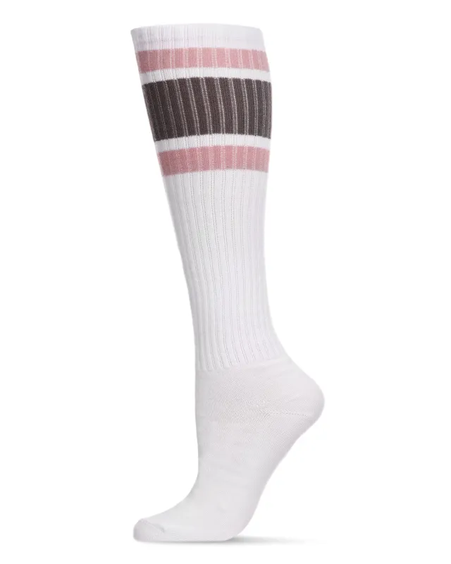 Women's Ribbed Retro Athletic Stripe Knee High Socks sold by MeMoi