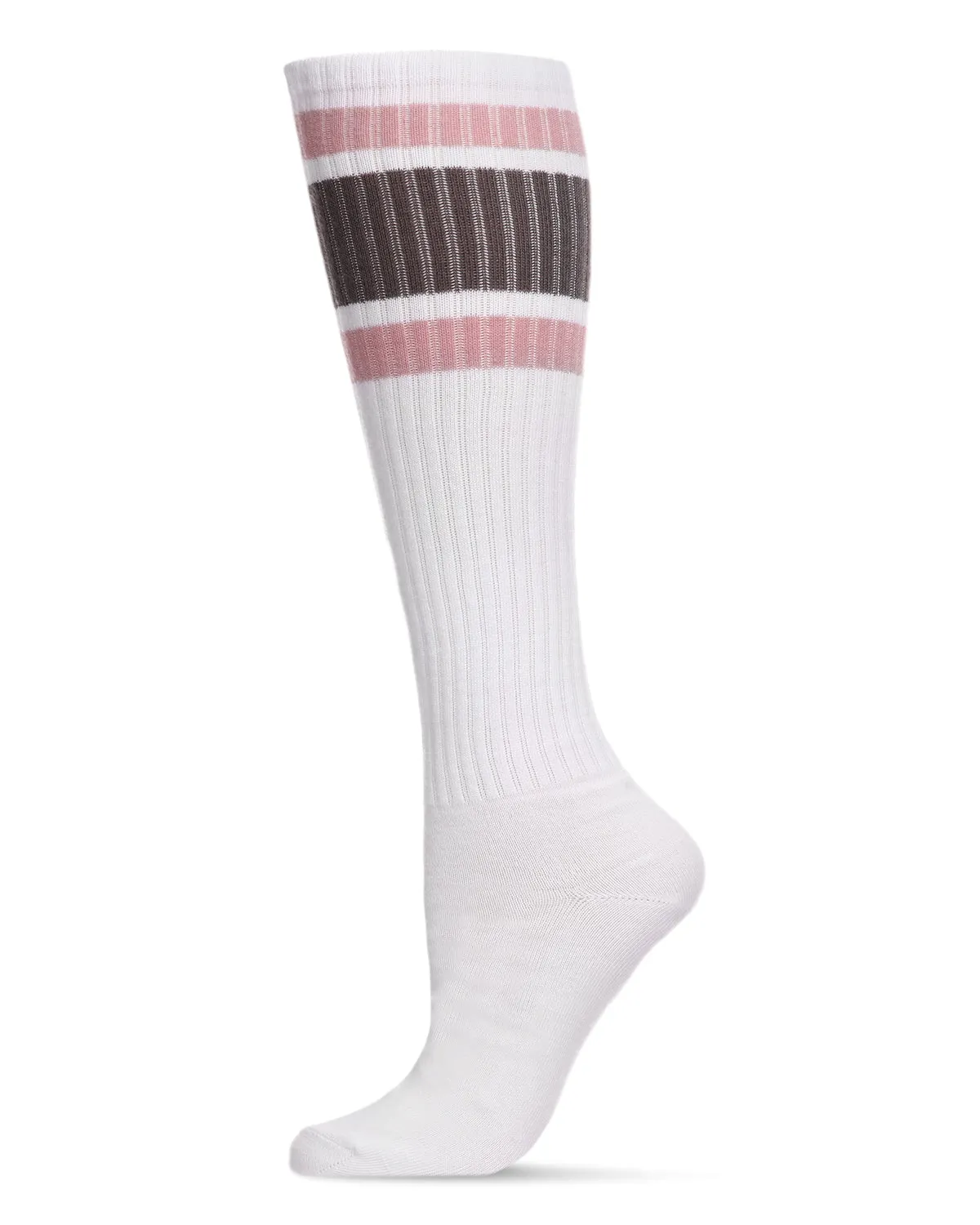 Women's Ribbed Retro Athletic Stripe Knee High Socks sold by MeMoi