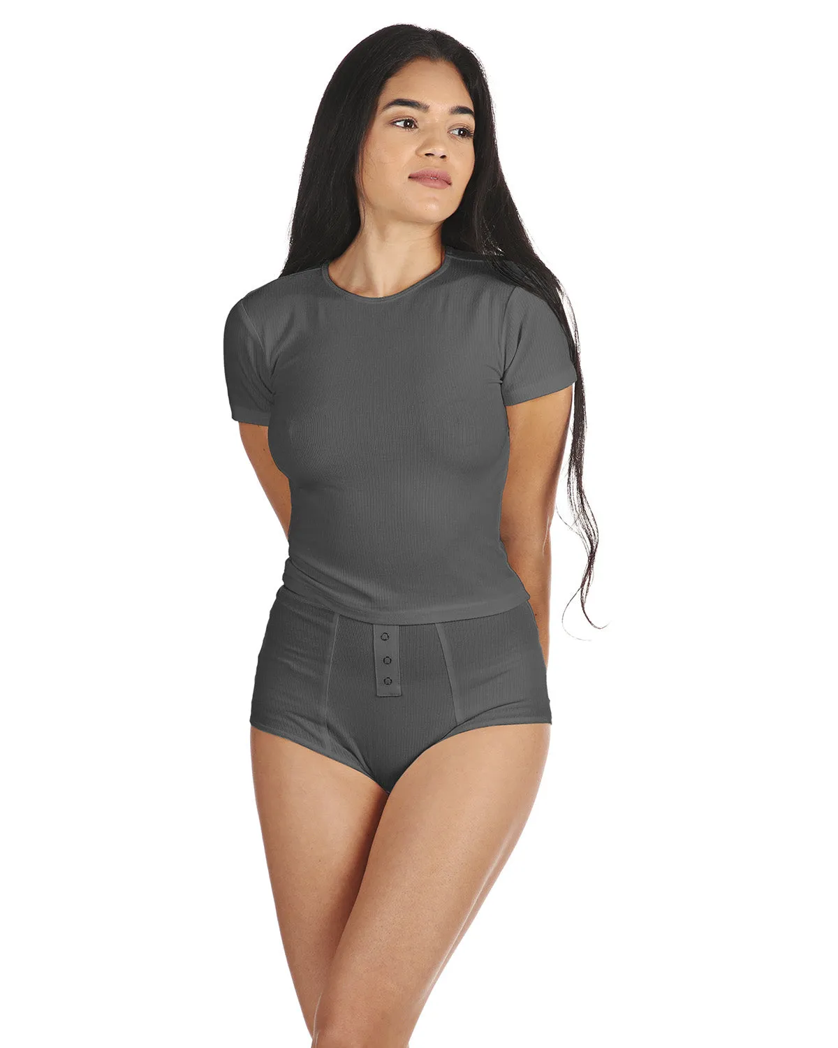 Women's Luxe Rib T-Shirt and Full Coverage Brief Set sold by MeMoi product image thumbnail 4