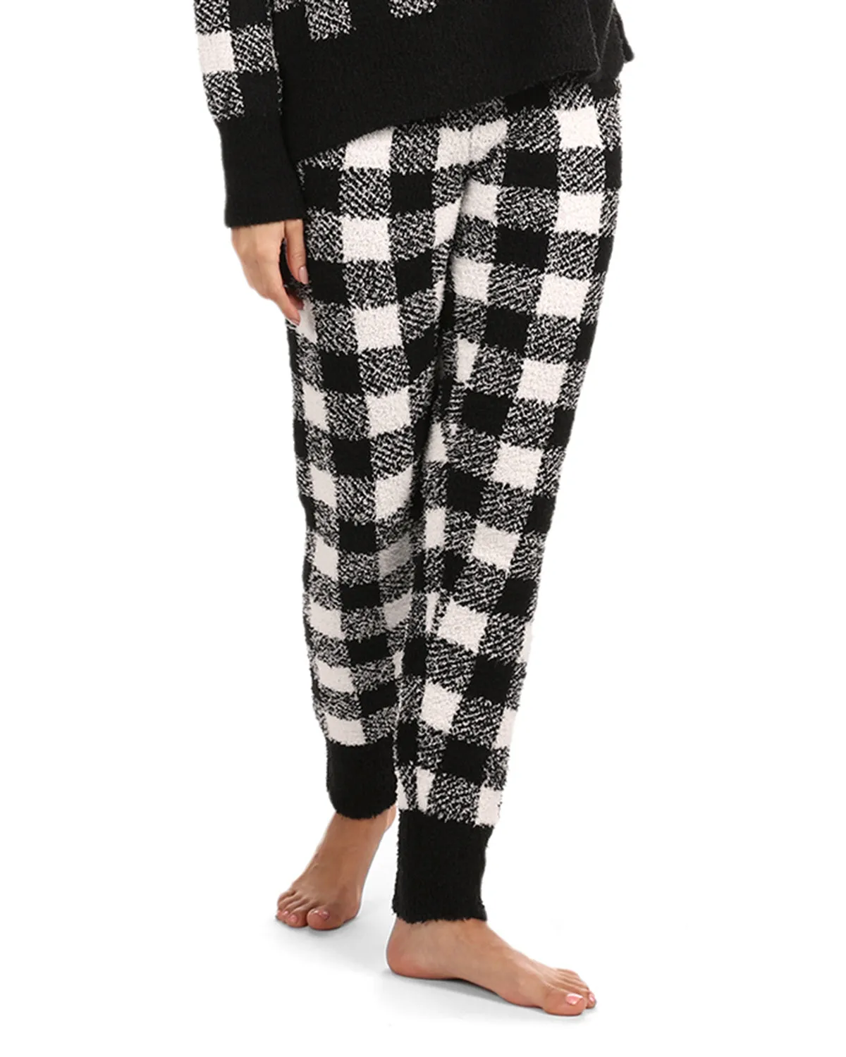 Women's Buffalo Check Soft and Cozy Knit Jogger Pants sold by MeMoi product image thumbnail 3