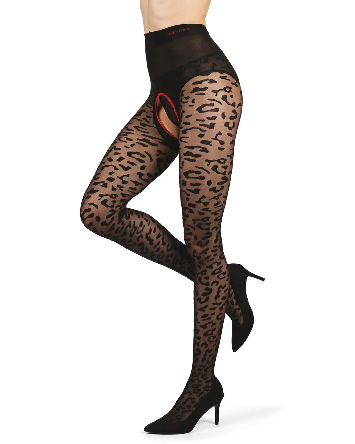 Women's Born To Be Wild Leopard Crotchless Sheer Pantyhose sold by MeMoi product image thumbnail 3