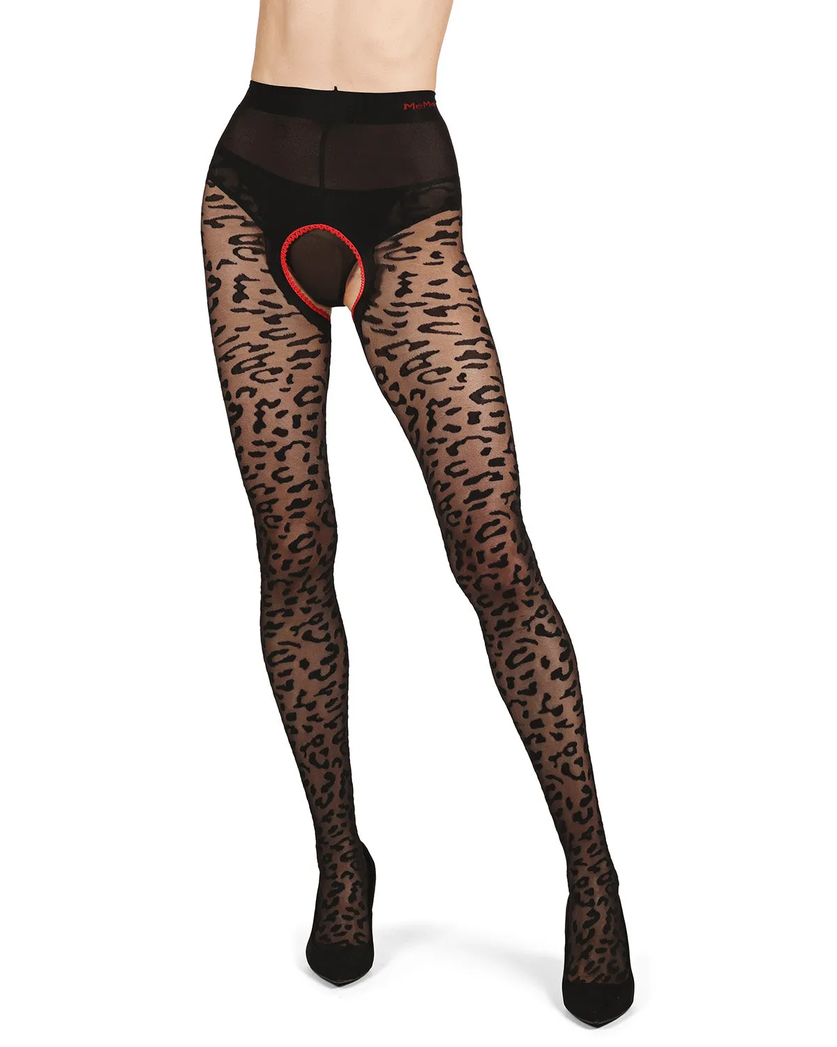 Women's Born To Be Wild Leopard Crotchless Sheer Pantyhose sold by MeMoi product image thumbnail 2