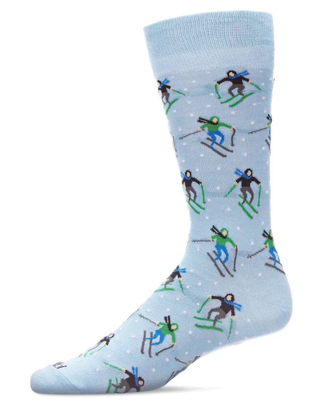 Men's "Skier's Paradise" Rayon from Bamboo Blend Novelty Crew Sock sold by MeMoi