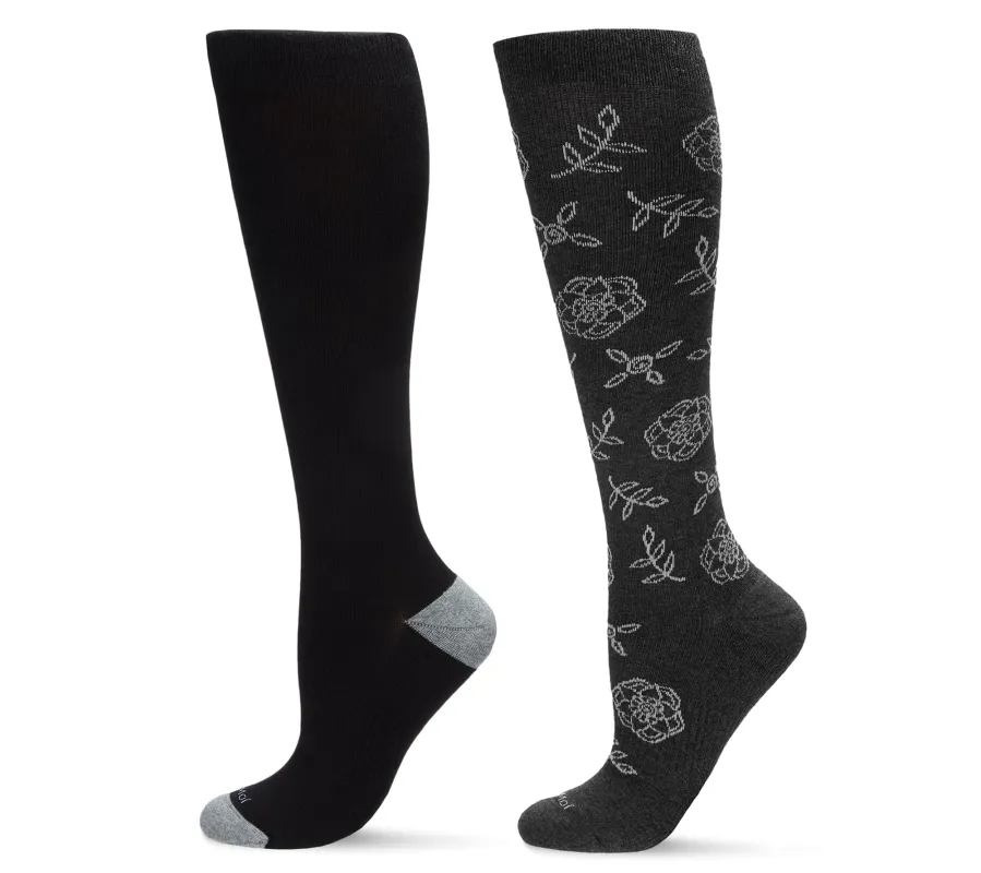Women's 2 Pair Pack Cotton Blend 15-20 mmHg Graduated Compression Socks sold by MeMoi