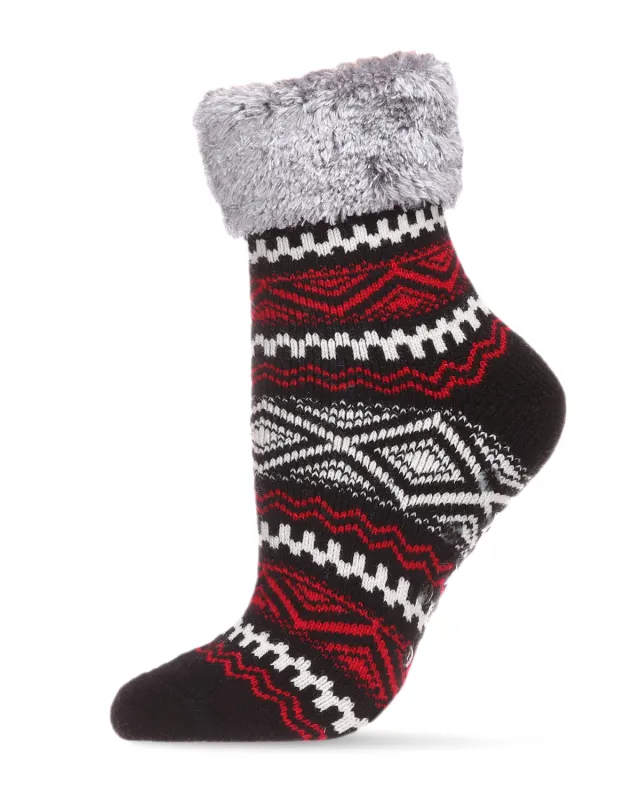 Women's Aztec Fair Isle Plush Cabin Socks sold by MeMoi