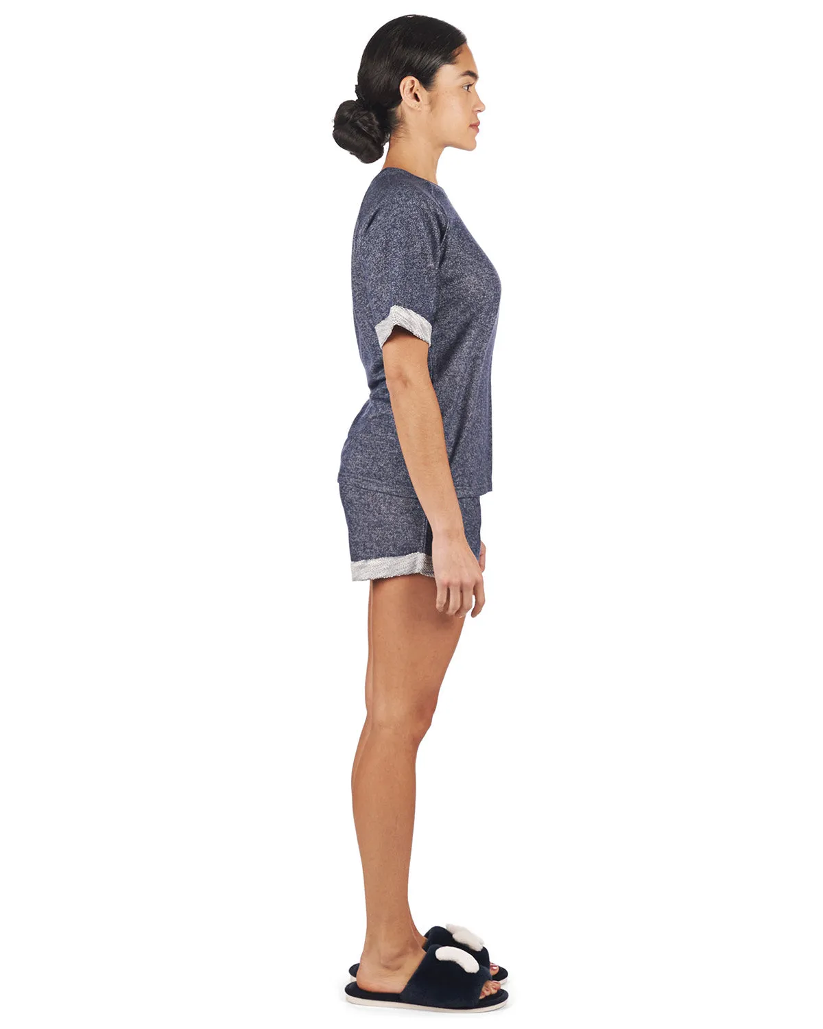 Women's Terry Slub Knit Two-Tone Matching Short and T-Shirt Set sold by MeMoi product image thumbnail 2
