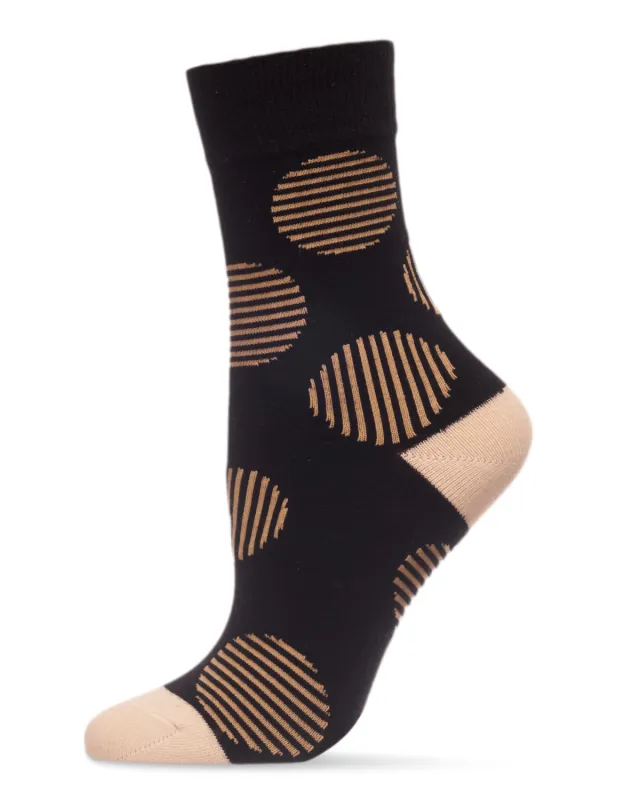 Women's Retro Striped Circle Cotton Blend Crew Sock sold by MeMoi