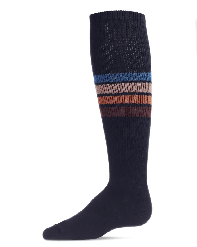 Retro Stripe Cotton Blend Thin Ribbed Knee High Socks sold by MeMoi