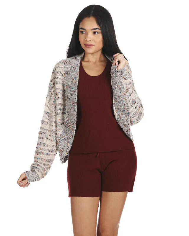 Women's Lightweight Multicolor Confetti Sweater Knit Shrug sold by MeMoi