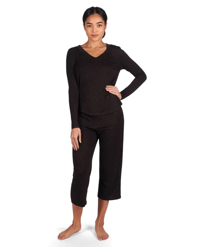 Women's Allover Polka Dot Bamboo Blend Capri Pants sold by MeMoi