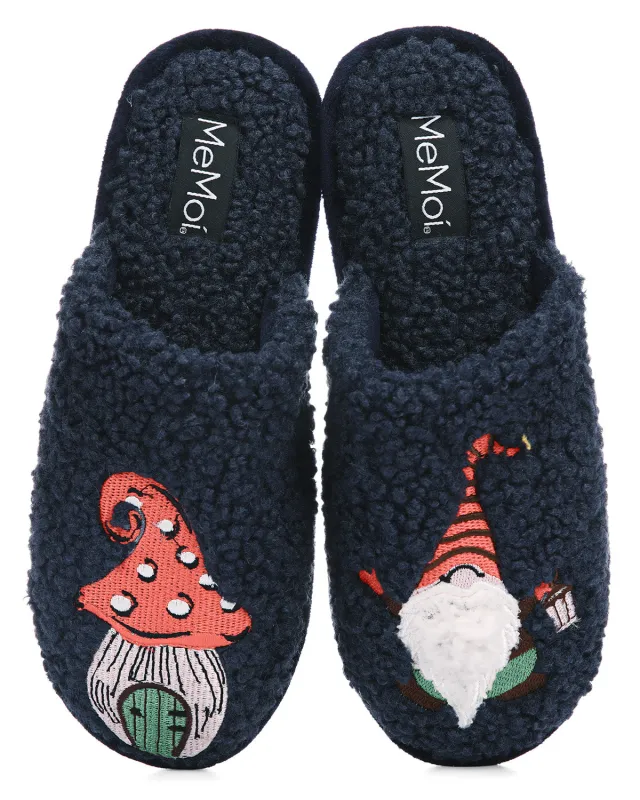 Women's Gnome & Mushroom Hard Bottom Plush Slippers made by MeMoi