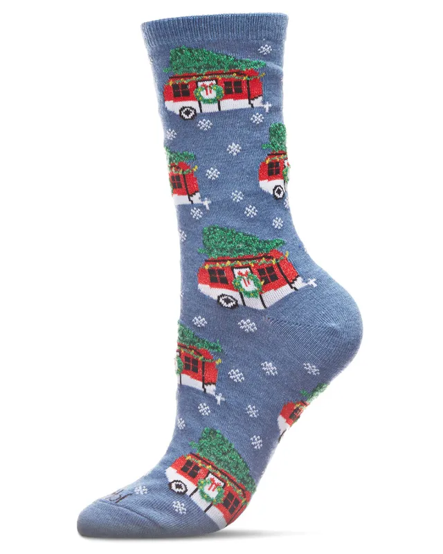 Women's Festive Campers Holiday Crew Socks sold by MeMoi