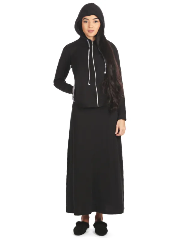 Women's Cotton Blend French Terry Zippered Lounger Gown Set sold by MeMoi