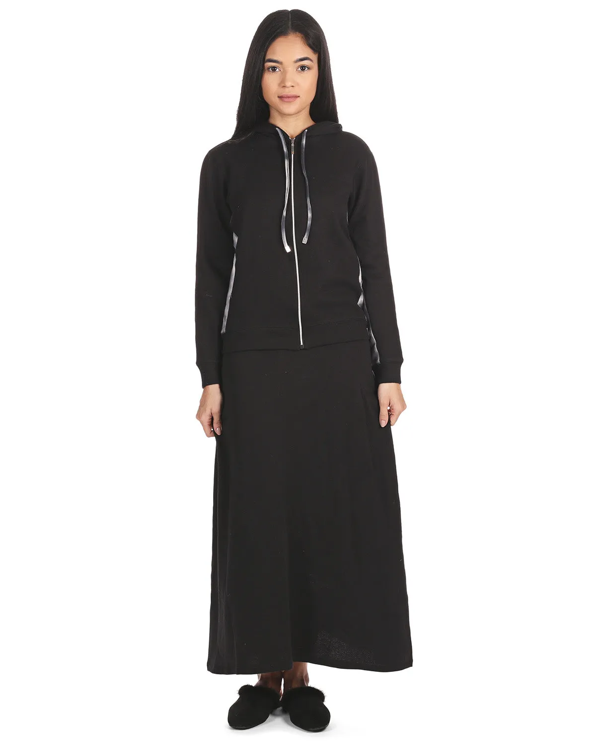 Women's Cotton Blend French Terry Zippered Lounger Gown Set sold by MeMoi product image thumbnail 2