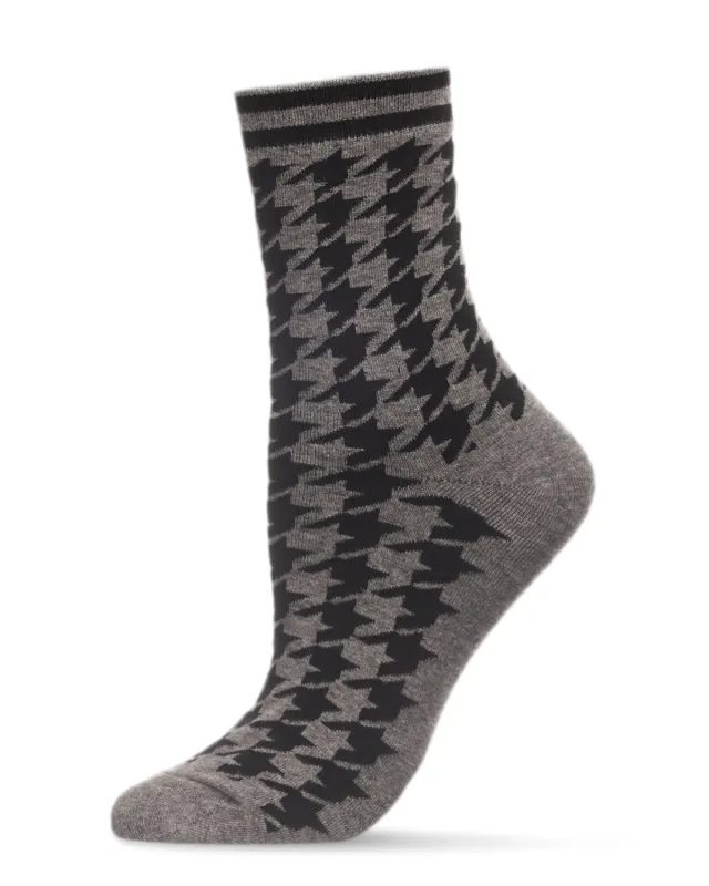 Women's Classic Houndstooth Cotton Blend Crew Sock sold by MeMoi