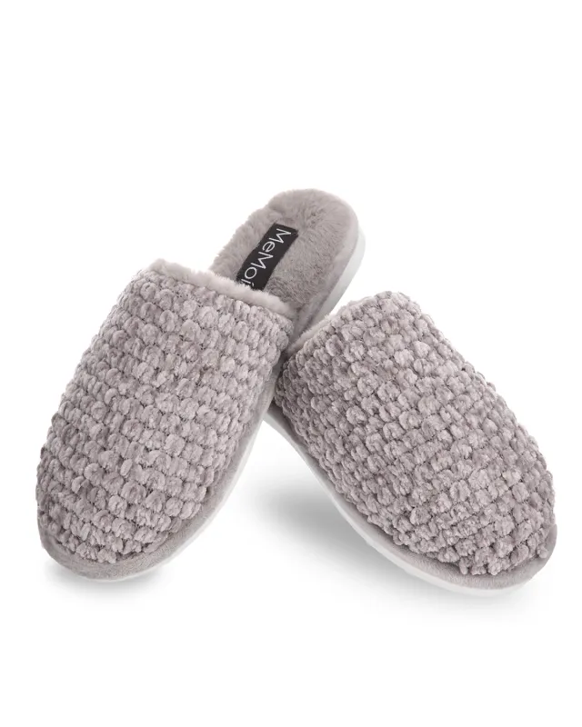 Women's Woven Chenille Textured Hard Bottom Plush Slippers sold by MeMoi
