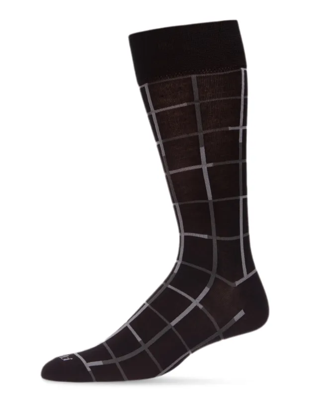 Men's Classic Windowpane Bamboo Dress Crew Socks sold by MeMoi