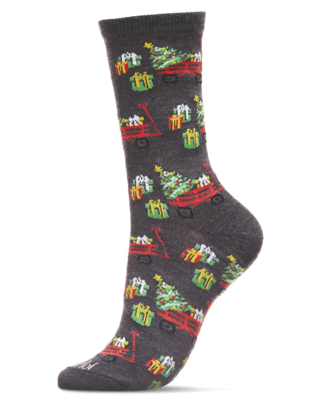 Women's Red Wagon Holiday Crew Socks sold by MeMoi
