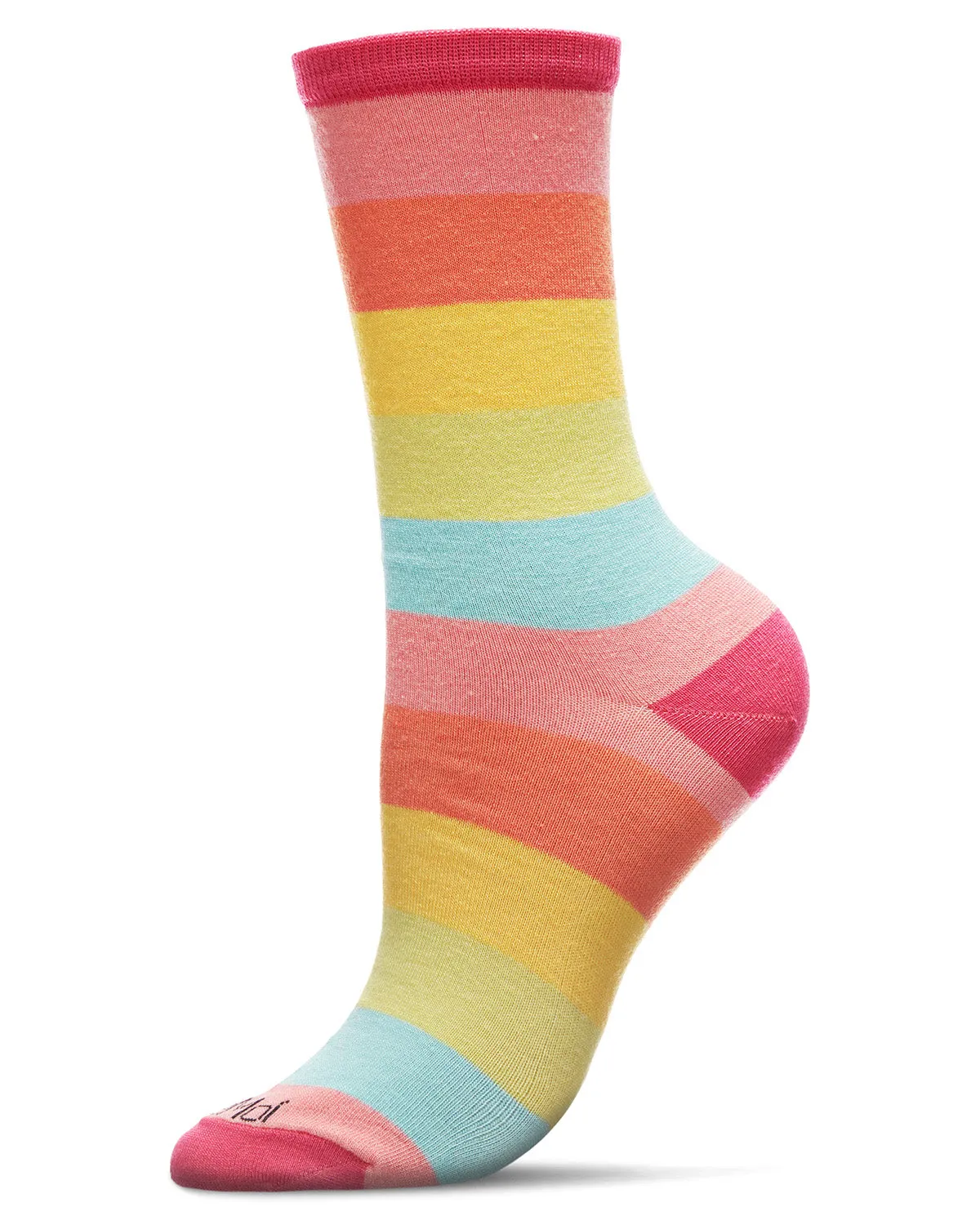 Multicolor Stripe Splash Bamboo Blend Crew Socks sold by MeMoi