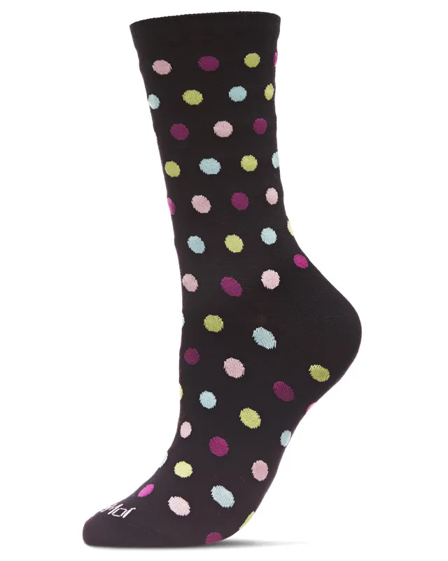 Multicolor Polka Dots Bamboo Blend Crew Sock sold by MeMoi