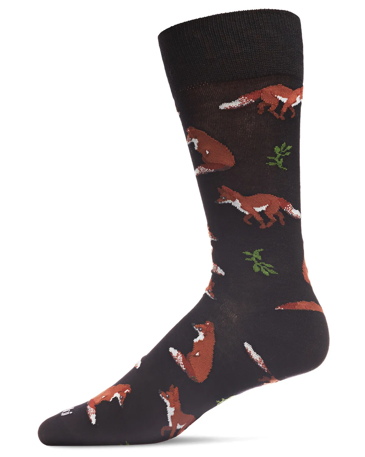 Men's Fantastic Foxes Bamboo Blend Novelty Crew Sock sold by MeMoi