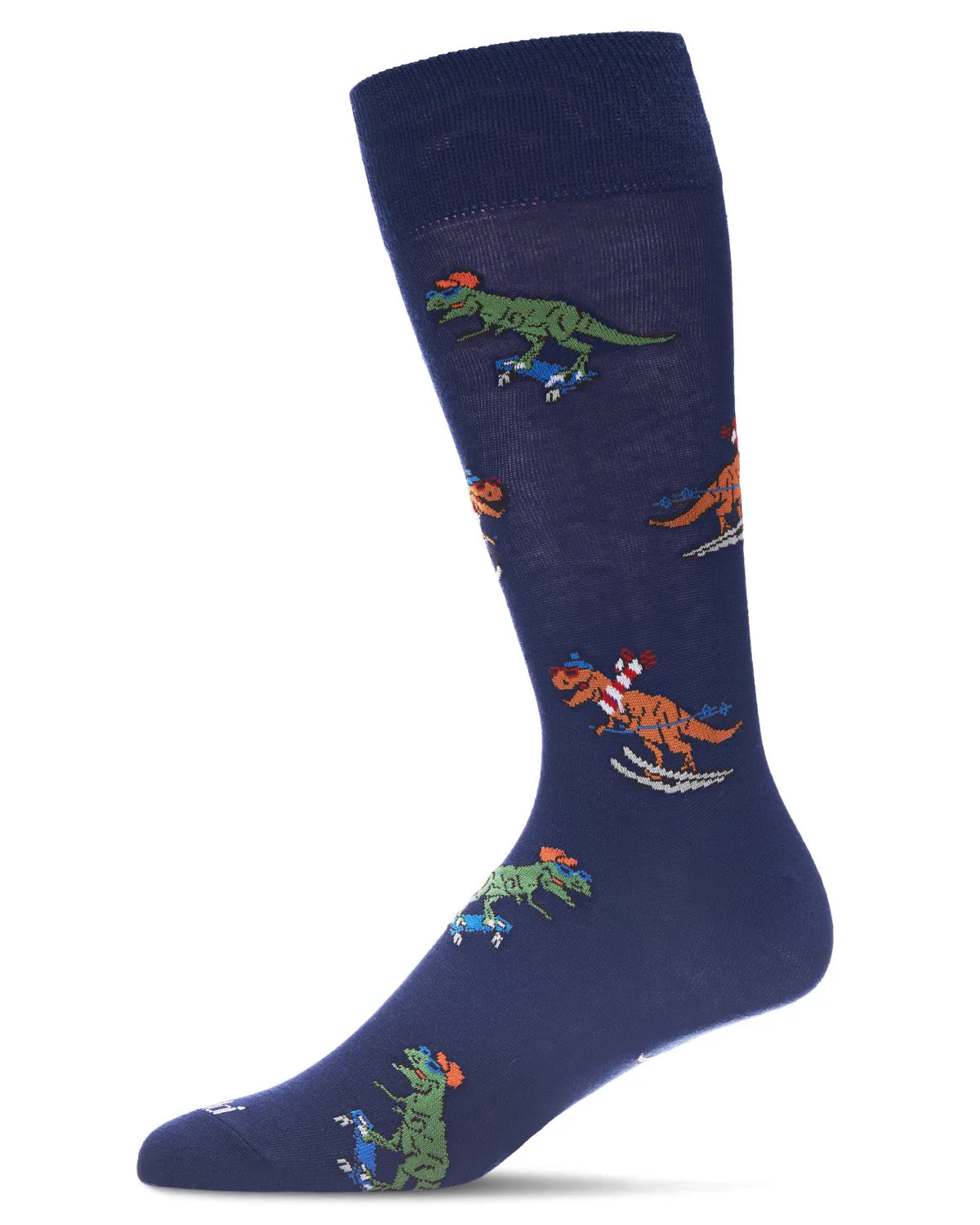 Men's Skiing and Skating Dinosaurs Bamboo Blend Novelty Crew Sock sold by MeMoi
