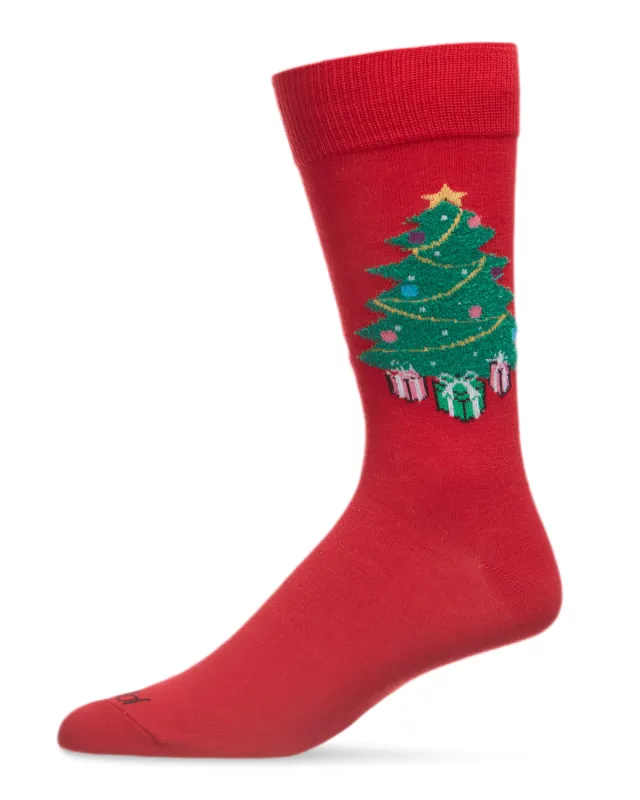 Men's Festive Christmas Tree Holiday Novelty Crew Socks sold by MeMoi