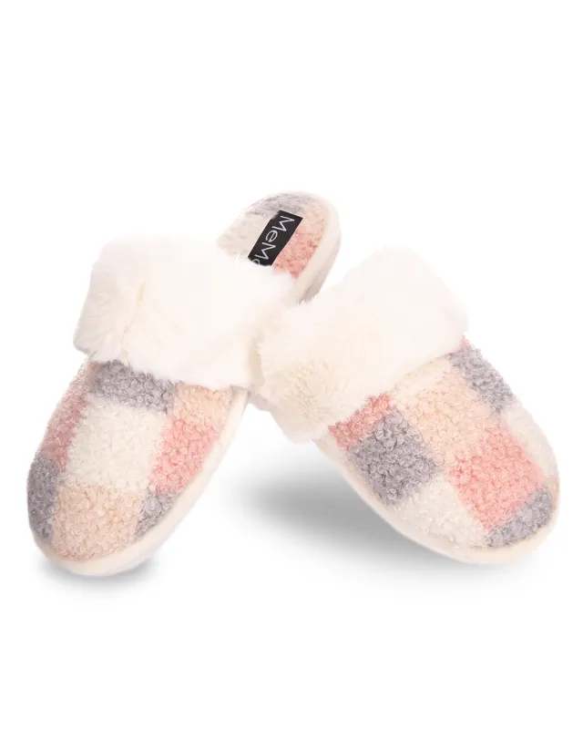 Women's Checkerboard Hard Bottom Plush Slippers sold by MeMoi