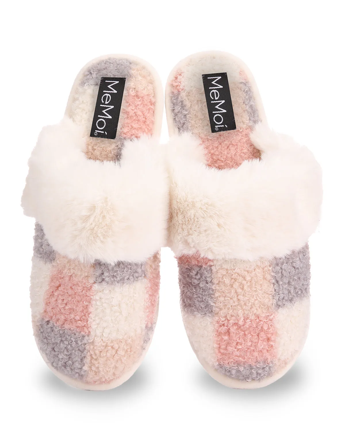 Women's Checkerboard Hard Bottom Plush Slippers sold by MeMoi product image thumbnail 3
