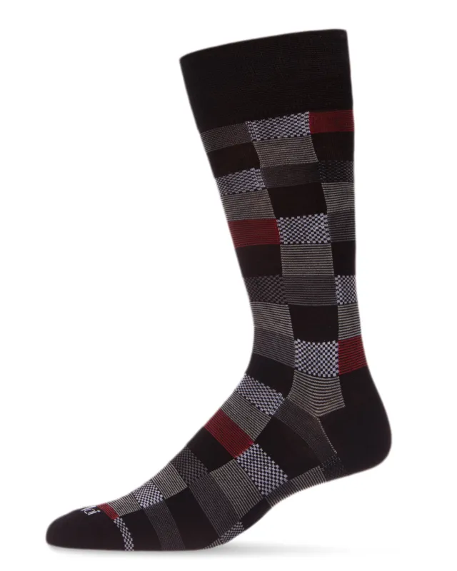 Men's Checkerboard Plaid Bamboo Dress Crew Socks sold by MeMoi