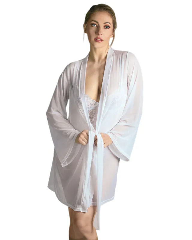 Women's Mesh Charlotte Robe with Kimono-Style Sleeves made by MeMoi