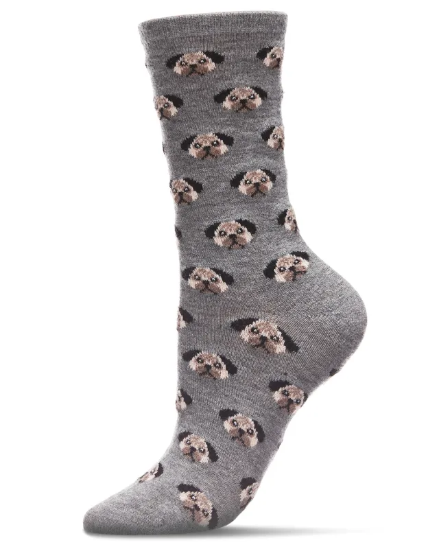 Women's Soft Pretty Puppy Dog Face Cashmere Blend Crew Socks sold by MeMoi
