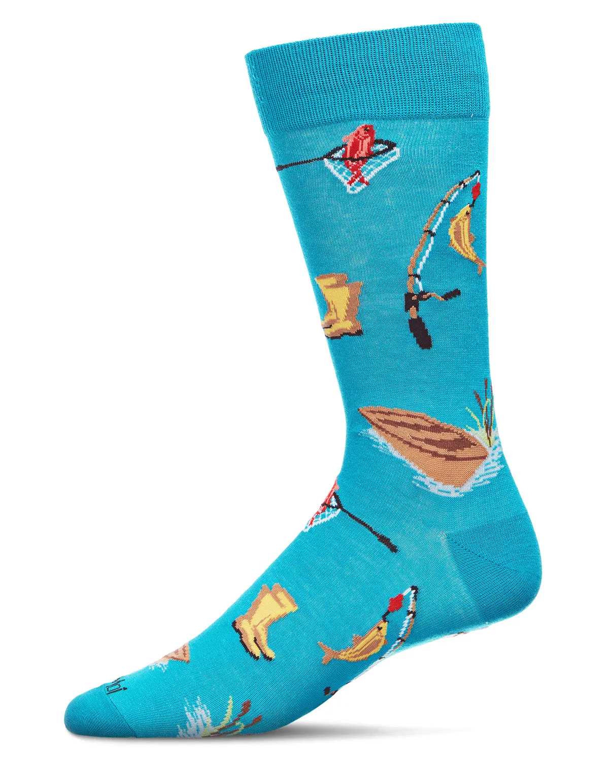 Men's It's Fishing Time Bamboo Blend Novelty Crew Sock sold by MeMoi