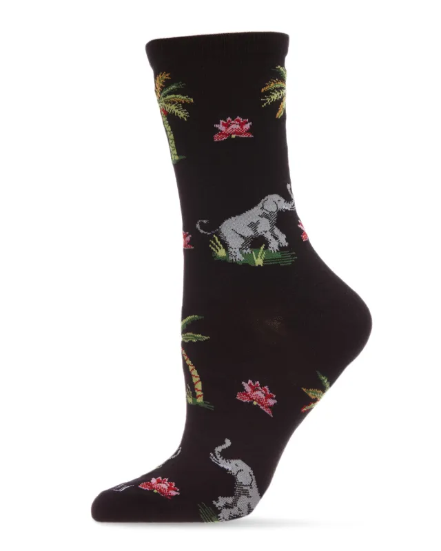 Elephant Safari Bamboo Blend Crew Socks sold by MeMoi