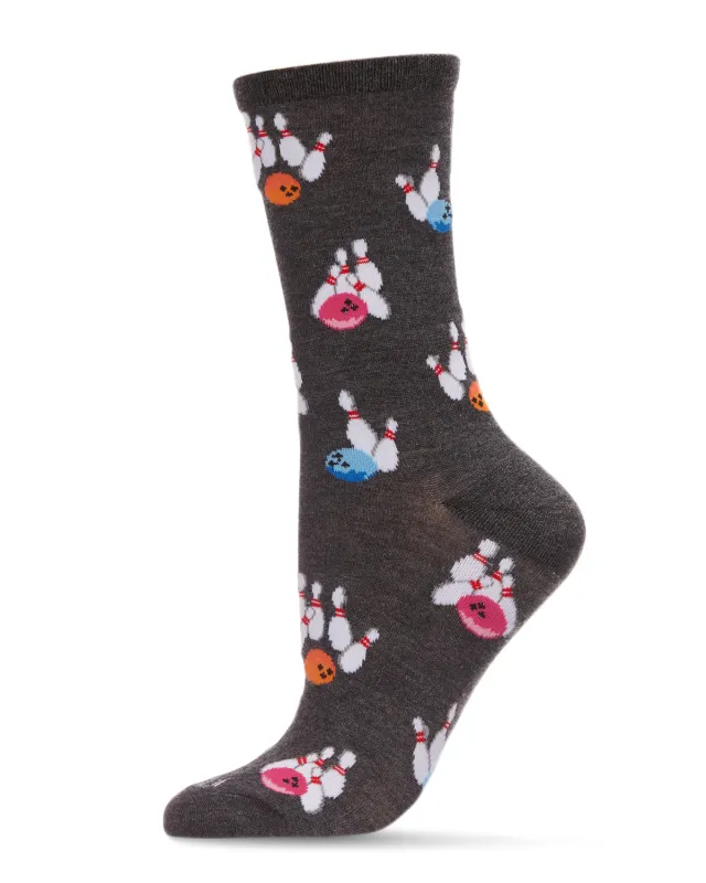 Lucky Strike Bowling Bamboo Blend Crew Sock made by MeMoi