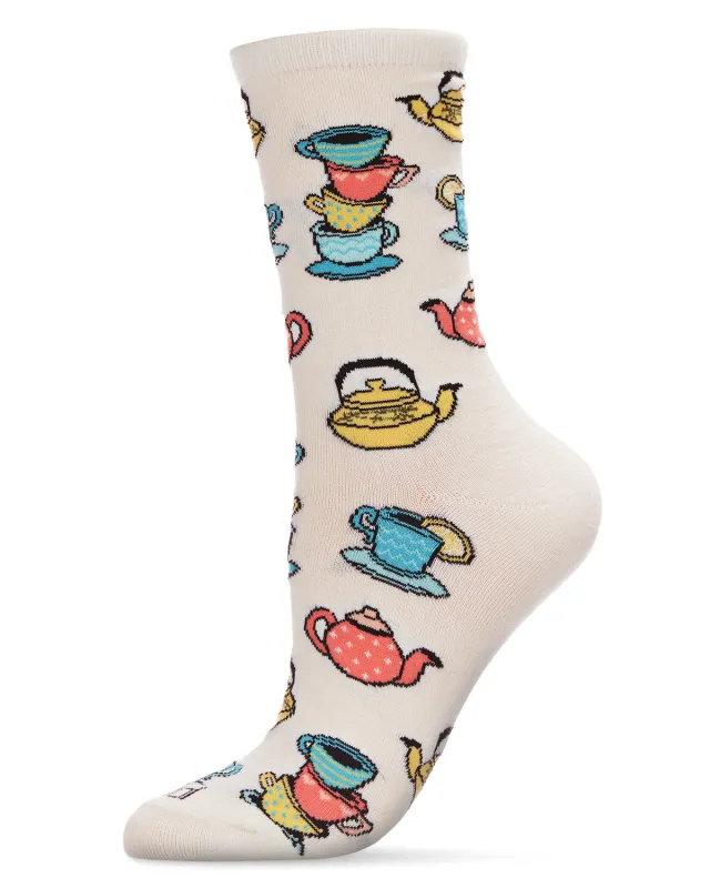 Time for Tea Bamboo Blend Crew Socks sold by MeMoi