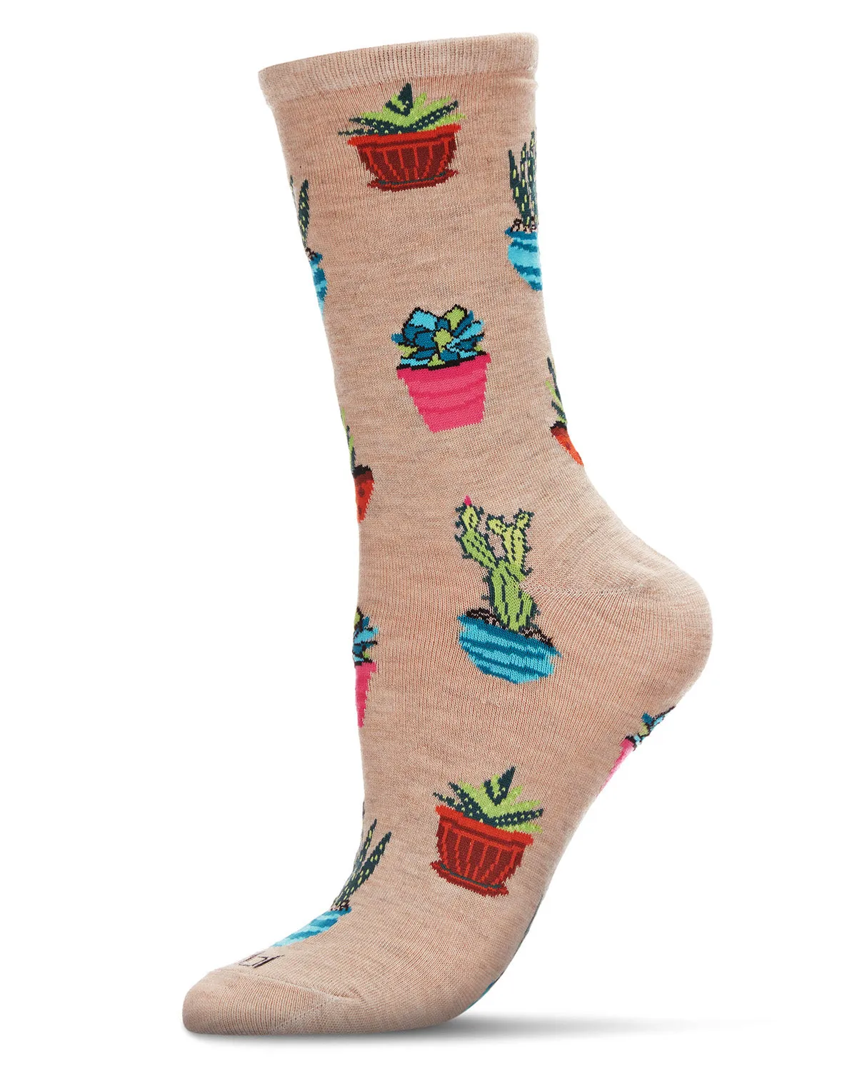 Succ It Up Succulents Bamboo Blend Crew Socks sold by MeMoi