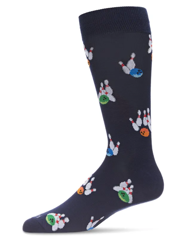 Men's Let's Go Bowling Bamboo Blend Novelty Crew Sock sold by MeMoi